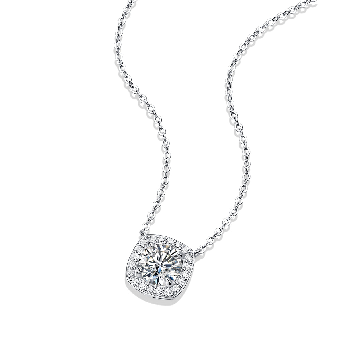 Moissanite lab-grown Diamond Necklace for women - 18K White Gold Plated S925 Sterling Silver - Promise - 4