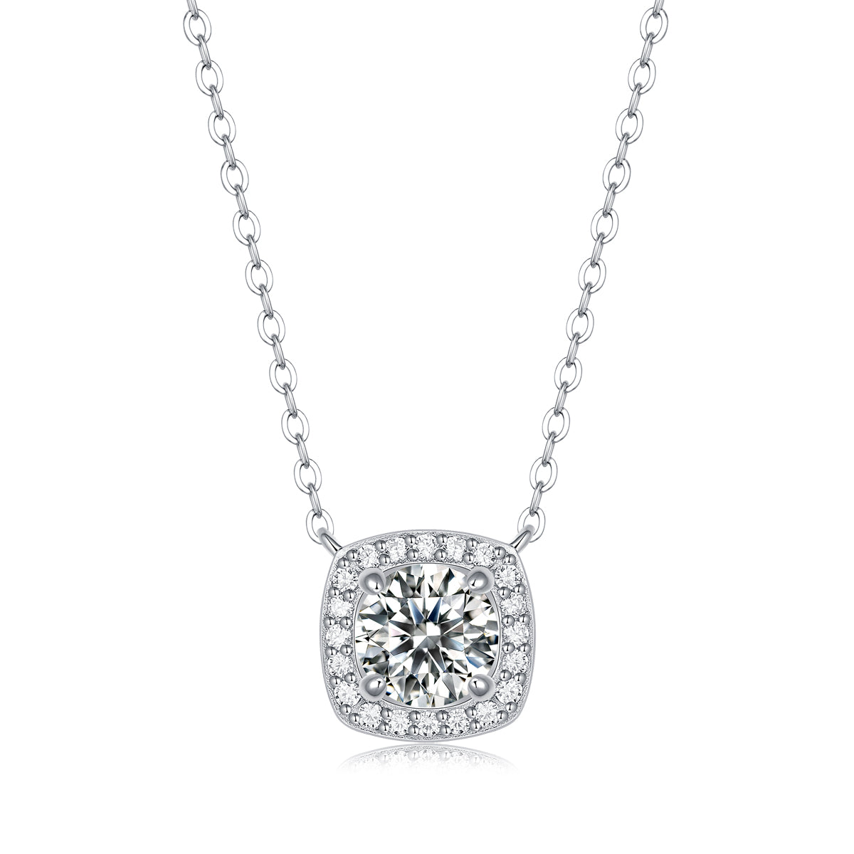 Moissanite lab-grown Diamond Necklace for women - 18K White Gold Plated S925 Sterling Silver - Promise - 1