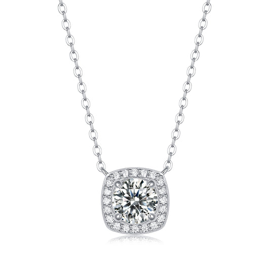 Moissanite lab-grown Diamond Necklace for women - 18K White Gold Plated S925 Sterling Silver - Promise - 1