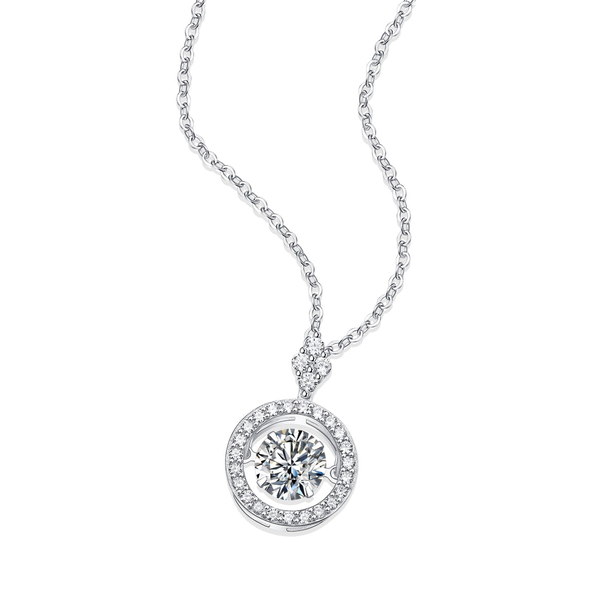 Moissanite lab-grown Diamond Necklace for women - 18K White Gold Plated S925 Sterling Silver - Dancing diamond - 5