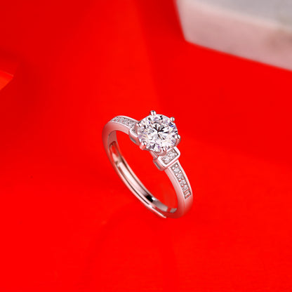 Elegant Moissanite Engagement Ring - 18K White Gold Plated S925 Sterling Silver
