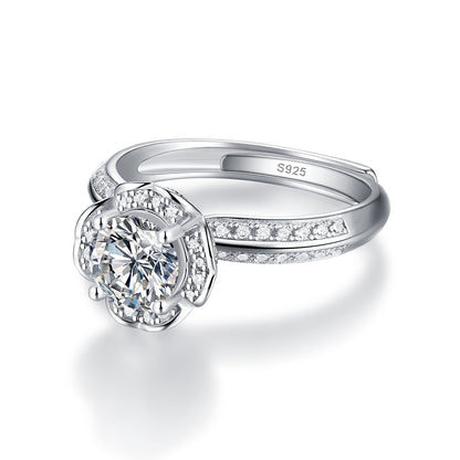 Olivia Star Jewelry Moissanite lab grown Diamond Engagement Ring for women 18k White Gold Plated S925 Sterling Silver -63