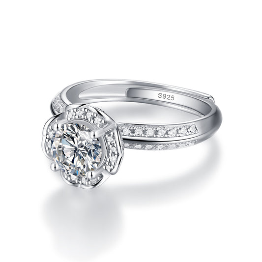 Olivia Star Jewelry Moissanite lab grown Diamond Engagement Ring for women 18k White Gold Plated S925 Sterling Silver -63