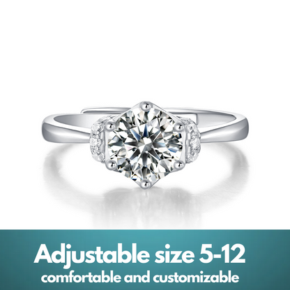 Moissanite Lab-Grown Diamond Engagement Ring - 18K White Gold Plated Silver