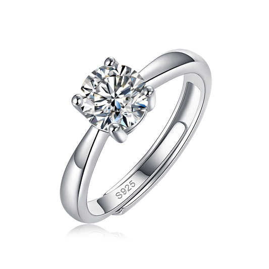 Moissanite lab-grown Diamond Engagement Ring for women - 18K White Gold Plated S925 Sterling Silver - Shining star - 1