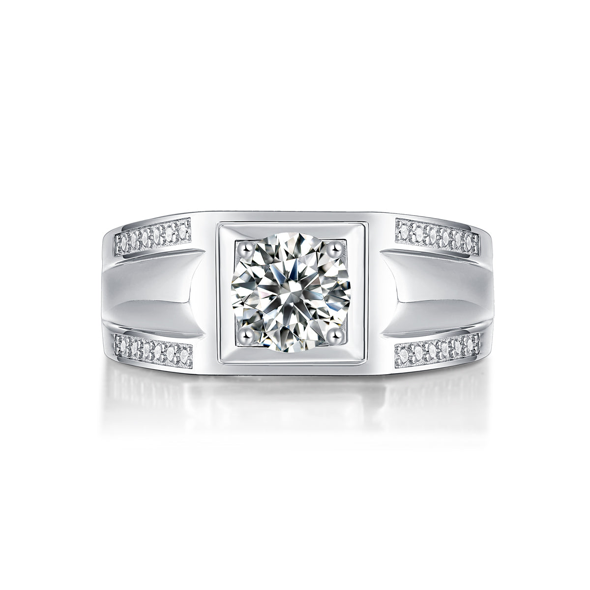 Moissanite lab-grown Diamond Ring for men - 18K White Gold Plated S925 Sterling Silver - Uniqueness - 2