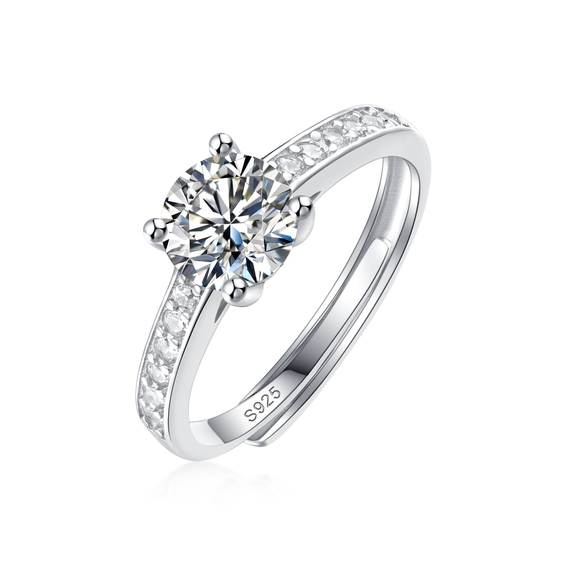 Moissanite lab-grown Diamond Engagement Ring for women - 18K White Gold Plated S925 Sterling Silver - Romance - 1