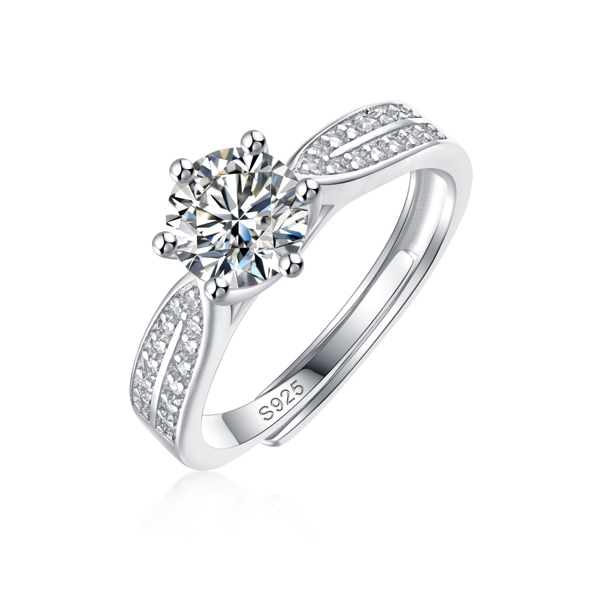 Moissanite lab-grown Diamond Engagement Ring for women - 18K White Gold Plated S925 Sterling Silver - Forever - 1