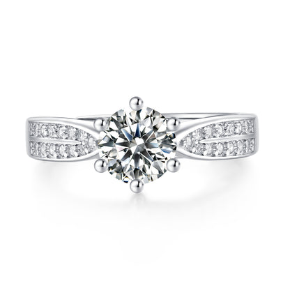 Sophisticated Moissanite Ring - Lab-Grown Diamond in a Polished Silver Band