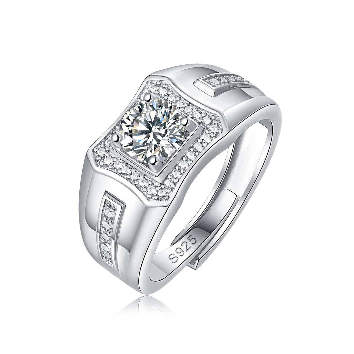 Moissanite lab-grown Diamond Ring for men - 18K White Gold Plated S925 Sterling Silver - Incredibility - 1