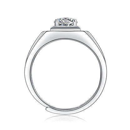 Luxury Moissanite Ring for Men - 18K White Gold Plated with a Nautical-Inspired Design