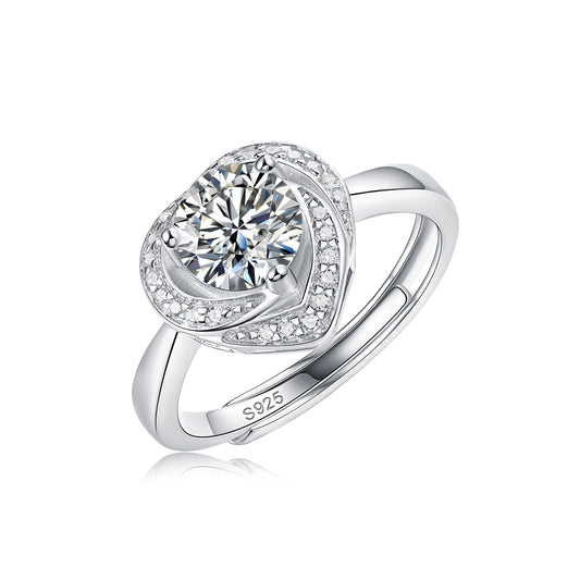 Moissanite lab-grown Diamond Engagement Ring for women - 18K White Gold Plated S925 Sterling Silver - Exclusive - 1