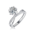 Moissanite Engagement Ring | Star Snowflake | Sterling Silver