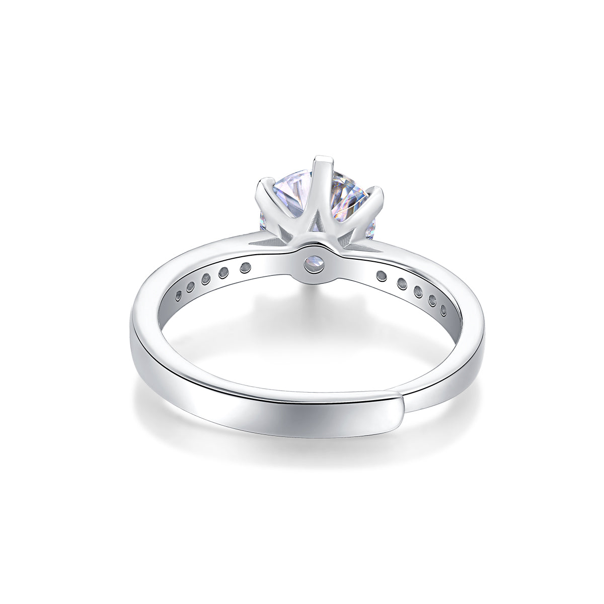 Moissanite lab-grown Diamond Engagement Ring for women - 18K White Gold Plated S925 Sterling Silver - Crown Love - 6