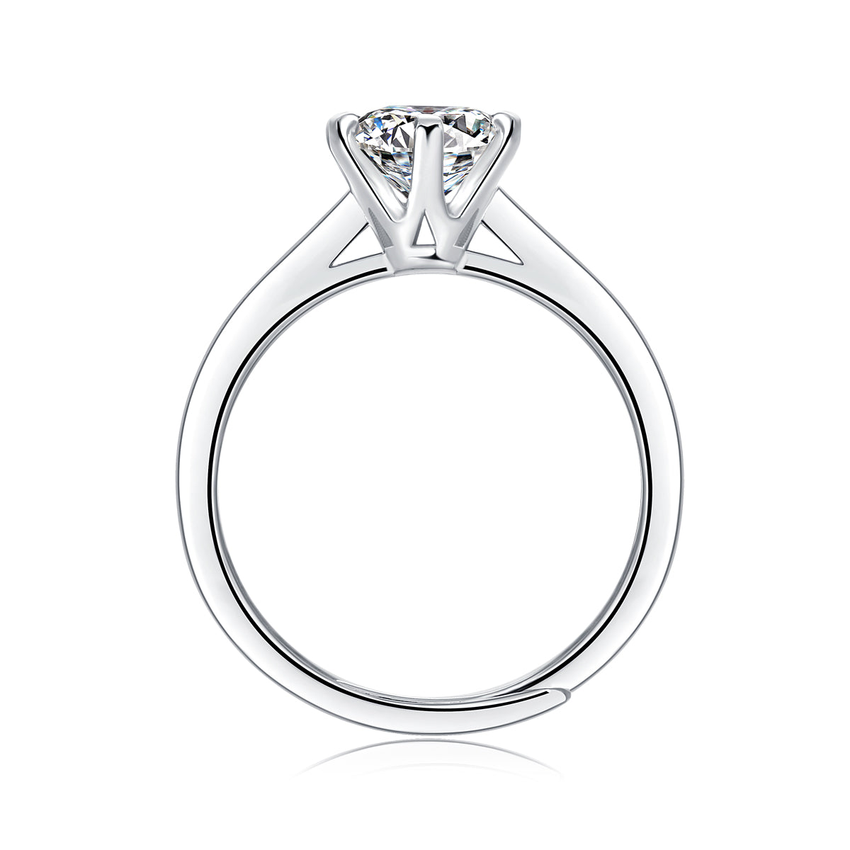 Moissanite lab-grown Diamond Engagement Ring for women - 18K White Gold Plated S925 Sterling Silver - Crown Love - 7