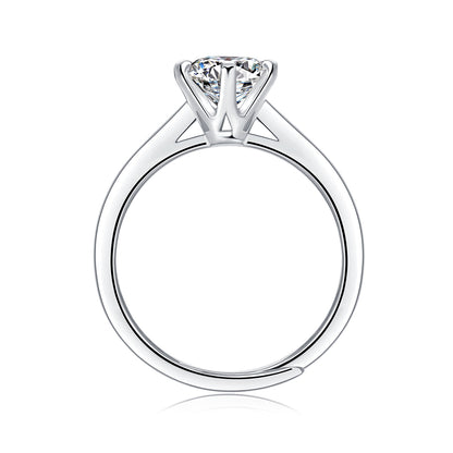 Lab-Grown Moissanite Diamond Ring – 18K White Gold Plated, Regal Crown Love Collection