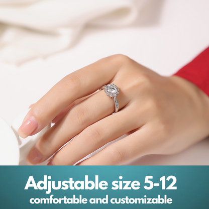 Moissanite Lab-Grown Diamond Engagement Ring for Women – 18K White Gold Plated S925 Sterling Silver