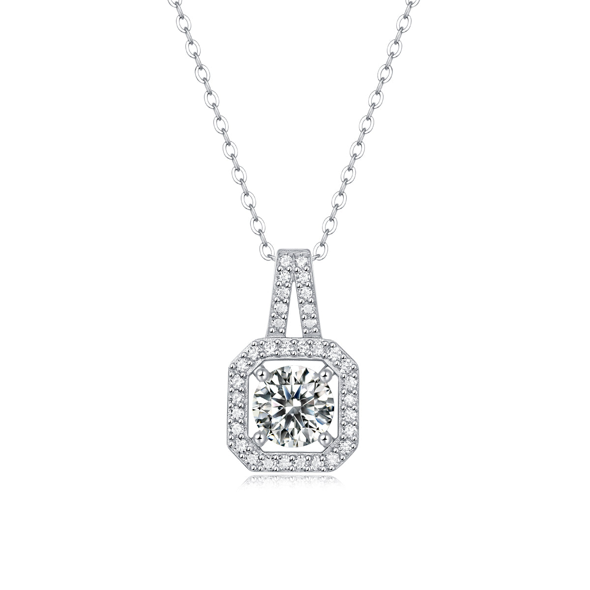 Moissanite lab-grown Diamond Necklace for women - 18K White Gold Plated S925 Sterling Silver - Obsession - 1