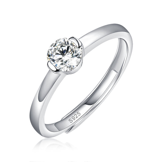 Moissanite lab-grown Diamond Engagement Ring for women - 18K White Gold Plated S925 Sterling Silver - Pure mind - 1