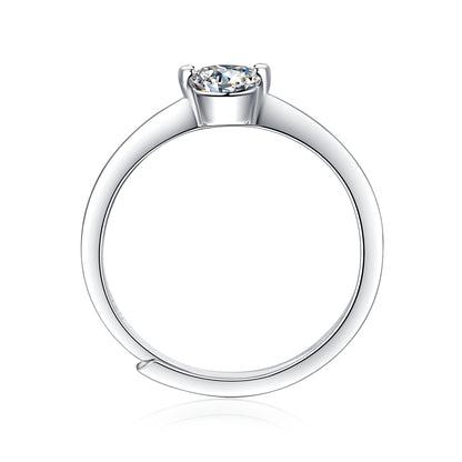 18K White Gold Plated Moissanite Ring – Lab-Grown Diamond, Elegant Pure Mind Engagement Band