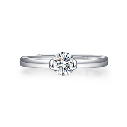 Sterling Silver Moissanite Engagement Ring – Women’s Jewelry, White Gold Plated, Pure Mind Style
