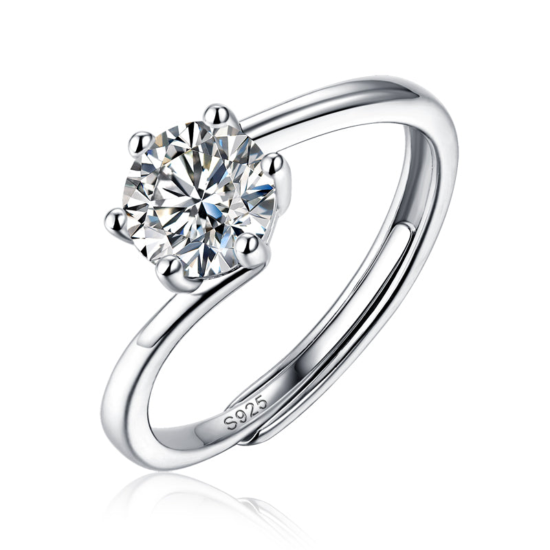 Moissanite lab grown Diamond Engagement Ring for women 18k White Gold Plated S925 Sterling Silver -109