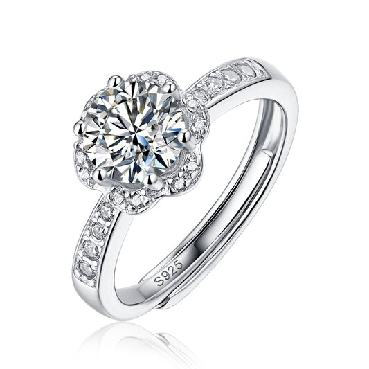 Moissanite lab grown Diamond Engagement Ring for women 18k White Gold Plated S925 Sterling Silver -101