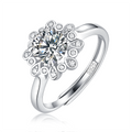 Moissanite Engagement Ring | Starry Blossom | Sterling Silver