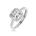 Moissanite Engagement Ring | Luminous Square | Sterling Silver