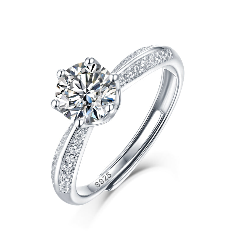 Moissanite lab-grown Diamond Engagement Ring for women - 18K White Gold Plated S925 Sterling Silver - Kingdom - 1