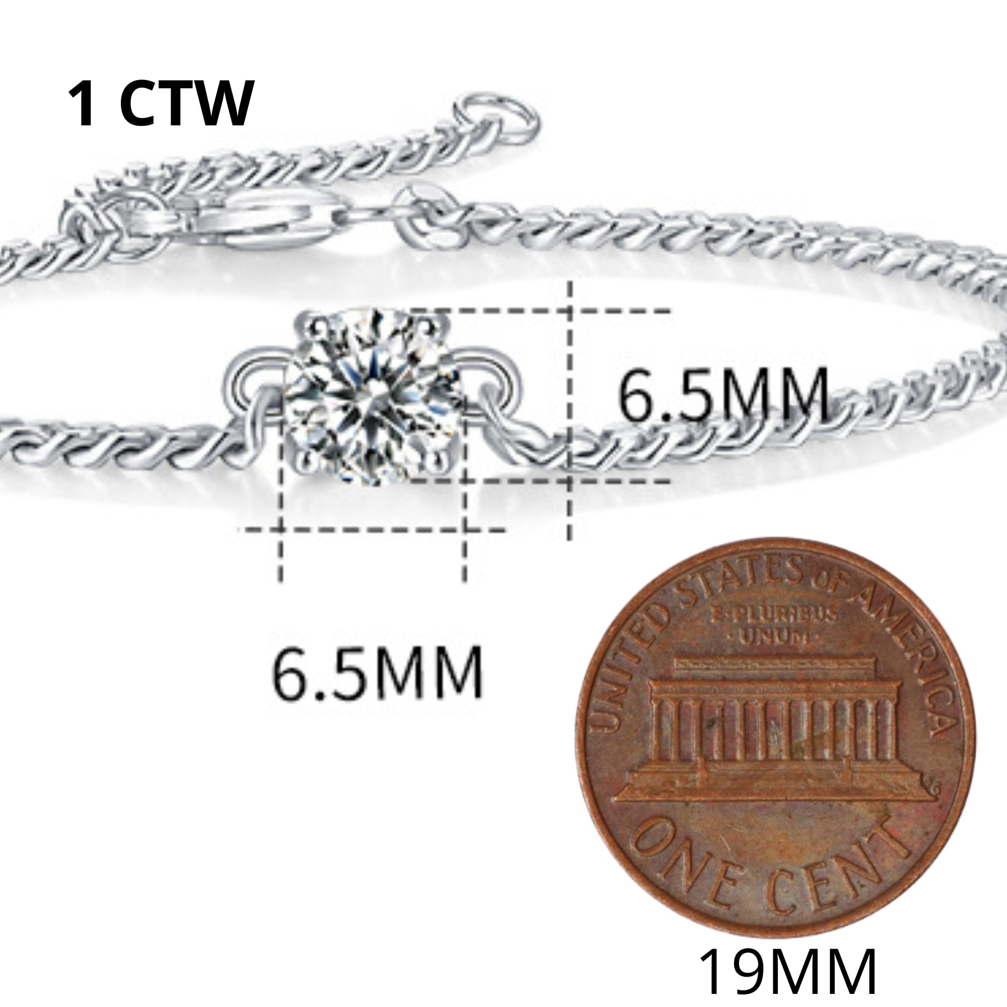Dream Moissanite Diamond Bracelet – Lab-Grown, 18K White Gold Plated Sterling Silver