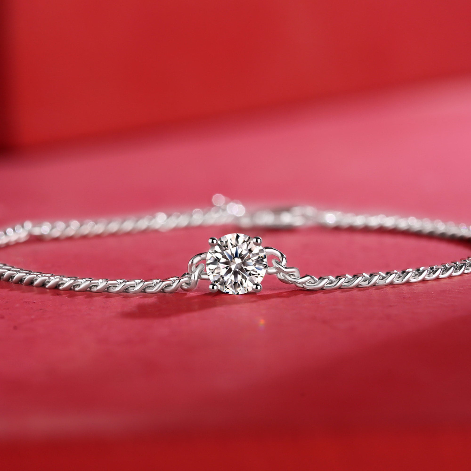 18K White Gold Plated Moissanite Bracelet – Lab-Grown Diamond, Elegant Dream Charm
