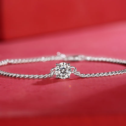 18K White Gold Plated Moissanite Bracelet – Lab-Grown Diamond, Elegant Dream Charm