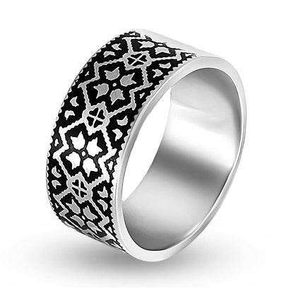 Enamel Ring | Folk Ornament | Sterling Silver