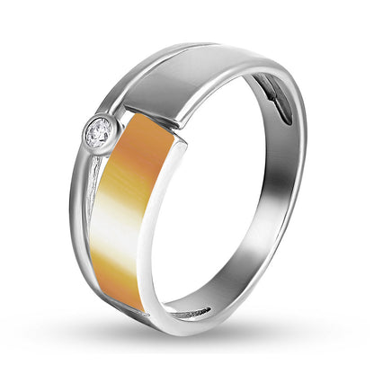 14K Gold Bonded Ring | Gold Panel Bezel | Sterling Silver