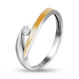 Elegant Minimalist Silver Ring with Gold Accent 1642R