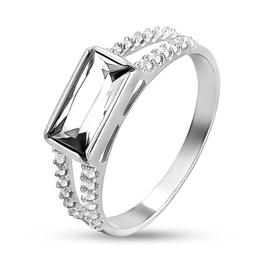 Cubic Zirconia Ring | Minimalist Stacking | Sterling Silver