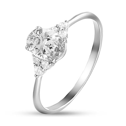 Cubic Zirconia Ring | Oval Trio Delicate | Sterling Silver