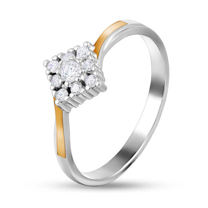 14K Gold Bonded Ring | Square Bloom | Sterling Silver
