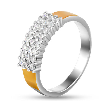14K Gold Bonded Ring | Pavé Cluster | Sterling Silver