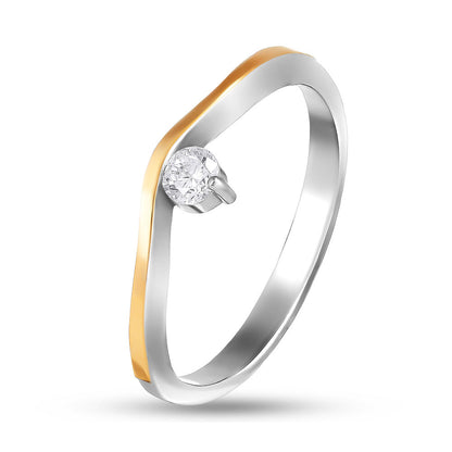 14K Gold Bonded Ring | Chevron Solitaire | Sterling Silver