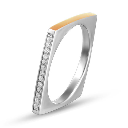 14K Gold Bonded Ring | Geometric Bar | Sterling Silver