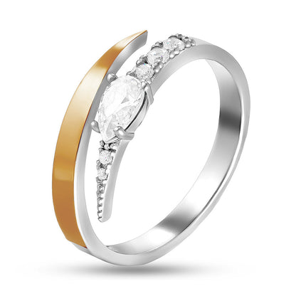 14K Gold Bonded Ring | Marquise Comet | Sterling Silver