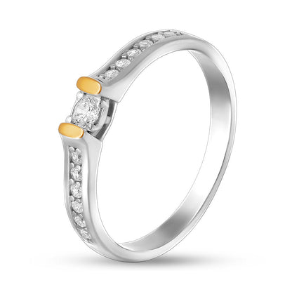 14K Gold Bonded Ring | Channel Solitaire | Sterling Silver
