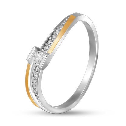 14K Gold Bonded Ring | Channel Wave | Sterling Silver