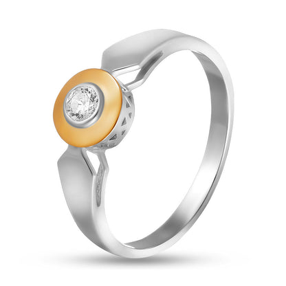 14K Gold Bonded Ring | Golden Halo Bezel | Sterling Silver