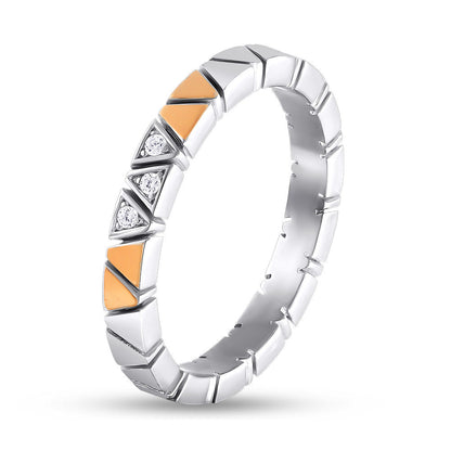 14K Gold Bonded Ring | Triangle Mosaic | Sterling Silver