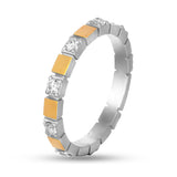 Refined Sterling Silver Ring with Gold Detail 2014R