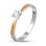 Two Tone Silver & Gold Ring with Cubic Zirconia 2016R