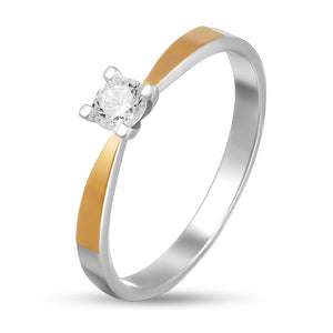 14K Gold Bonded Ring Petite Solitaire, sterling silver